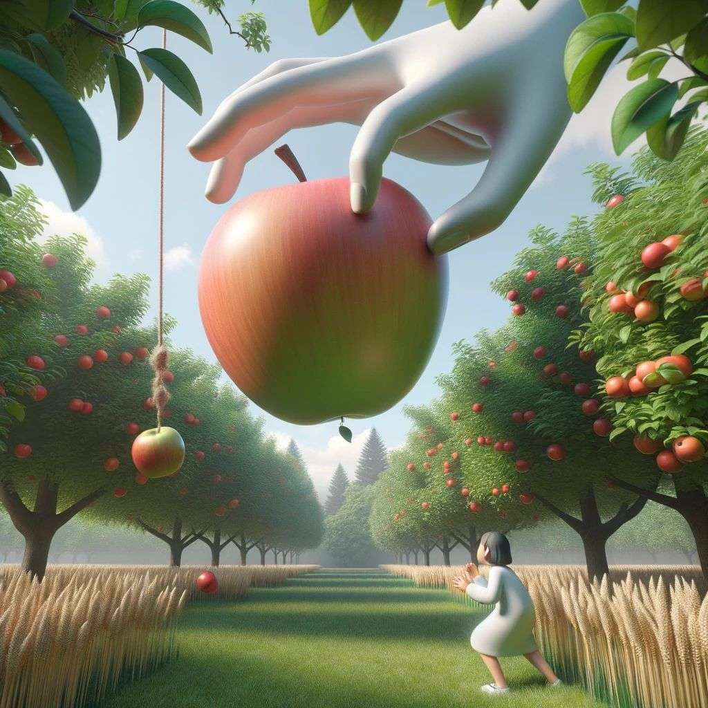 the discovery of gravity, digital art, faux-3D style
